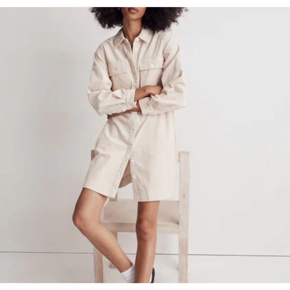 Madewell Dresses & Skirts - Madewell Corduroy Long-Sleeve Mini Shirtdress Size S Petite